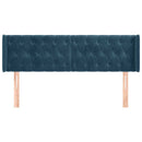 sengegavl med kanter 147x16x78/88 cm fløjl mørkeblå