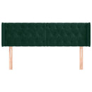 sengegavl med kanter 163x16x78/88 cm fløjl mørkegrøn