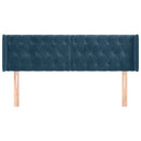 sengegavl med kanter 163x16x78/88 cm fløjl mørkeblå