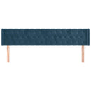 sengegavl med kanter 203x16x78/88 cm fløjl mørkeblå