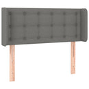 sengegavl med kanter 83x16x78/128 cm stof mørkegrå