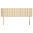 sengegavl med kanter 147x16x78/88 cm stof cremefarvet