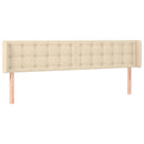 sengegavl med kanter 163x16x78/88 cm stof cremefarvet