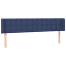 sengegavl med kanter 163x16x78/88 cm stof blå