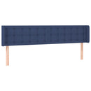 sengegavl med kanter 183x16x78/88 cm stof blå