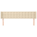 sengegavl med kanter 203x16x78/88 cm stof cremefarvet
