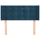 sengegavl med kanter 93x16x78/88 cm fløjl mørkeblå