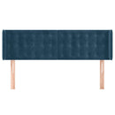 sengegavl med kanter 147x16x78/88 cm fløjl mørkeblå