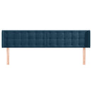 sengegavl med kanter 183x16x78/88 cm fløjl mørkeblå