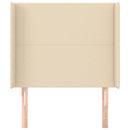 sengegavl med kanter 83x16x118/128 cm stof cremefarvet
