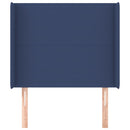 sengegavl med kanter 83x16x118/128 cm stof blå