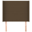 sengegavl med kanter 103x16x118/128 cm stof mørkebrun