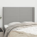 sengegavl med kanter 147x16x118/128 cm stof lysegrå