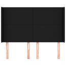 sengegavl med kanter 147x16x118/128 cm stof sort