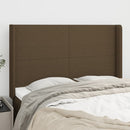 sengegavl med kanter 147x16x118/128 cm stof mørkebrun