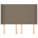sengegavl med kanter 147x16x118/128 cm stof gråbrun