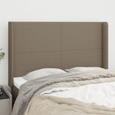 sengegavl med kanter 147x16x118/128 cm stof gråbrun