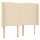 sengegavl med kanter 147x16x118/128 cm stof cremefarvet