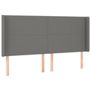 sengegavl med kanter 183x16x118/128 cm stof mørkegrå