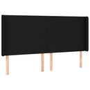 sengegavl med kanter 203x16x118/128 cm stof sort