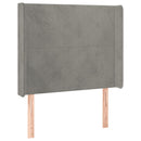 sengegavl med kanter 83x16x118/128 cm fløjl lysegrå