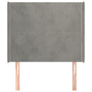 sengegavl med kanter 83x16x118/128 cm fløjl lysegrå