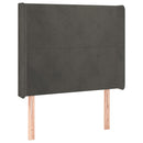 sengegavl med kanter 83x16x118/128 cm fløjl mørkegrå