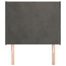 sengegavl med kanter 83x16x118/128 cm fløjl mørkegrå