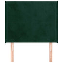 sengegavl med kanter 83x16x118/128 cm fløjl mørkegrøn