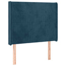 sengegavl med kanter 83x16x118/128 cm fløjl mørkeblå