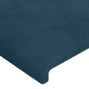 sengegavl med kanter 83x16x118/128 cm fløjl mørkeblå