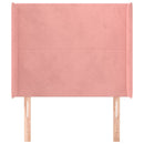sengegavl med kanter 83x16x118/128 cm fløjl lyserød