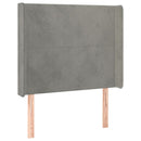 sengegavl med kanter 93x16x118/128 cm fløjl lysegrå