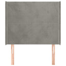 sengegavl med kanter 93x16x118/128 cm fløjl lysegrå