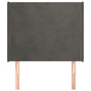 sengegavl med kanter 93x16x118/128 cm fløjl mørkegrå
