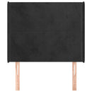 sengegavl med kanter 93x16x118/128 cm fløjl sort