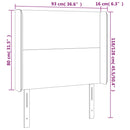 sengegavl med kanter 93x16x118/128 cm fløjl sort