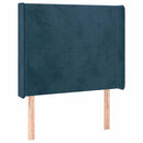 sengegavl med kanter 93x16x118/128 cm fløjl mørkeblå
