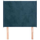 sengegavl med kanter 93x16x118/128 cm fløjl mørkeblå