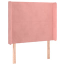 sengegavl med kanter 93x16x118/128 cm fløjl lyserød