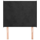 sengegavl med kanter 103x16x118/128 cm fløjl sort