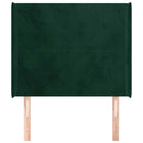 sengegavl med kanter 103x16x118/128 cm fløjl mørkegrøn