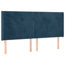 sengegavl med kanter 103x16x118/128 cm fløjl mørkeblå