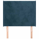 sengegavl med kanter 103x16x118/128 cm fløjl mørkeblå