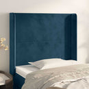 sengegavl med kanter 103x16x118/128 cm fløjl mørkeblå