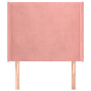 sengegavl med kanter 103x16x118/128 cm fløjl lyserød