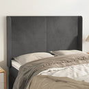 sengegavl med kanter 147x16x118/128 cm fløjl mørkegrå