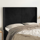 sengegavl med kanter 147x16x118/128 cm fløjl sort