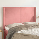 sengegavl med kanter 147x16x118/128 cm fløjl lyserød