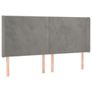 sengegavl med kanter 163x16x118/128 cm fløjl lysegrå